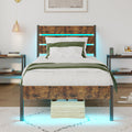 Twin Size Bed Frame with LED Light & Charging Station H213