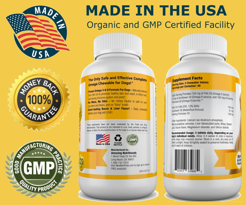 Omega-3 Fish Oil and Turmeric Curcumin Chews for Dogs P438