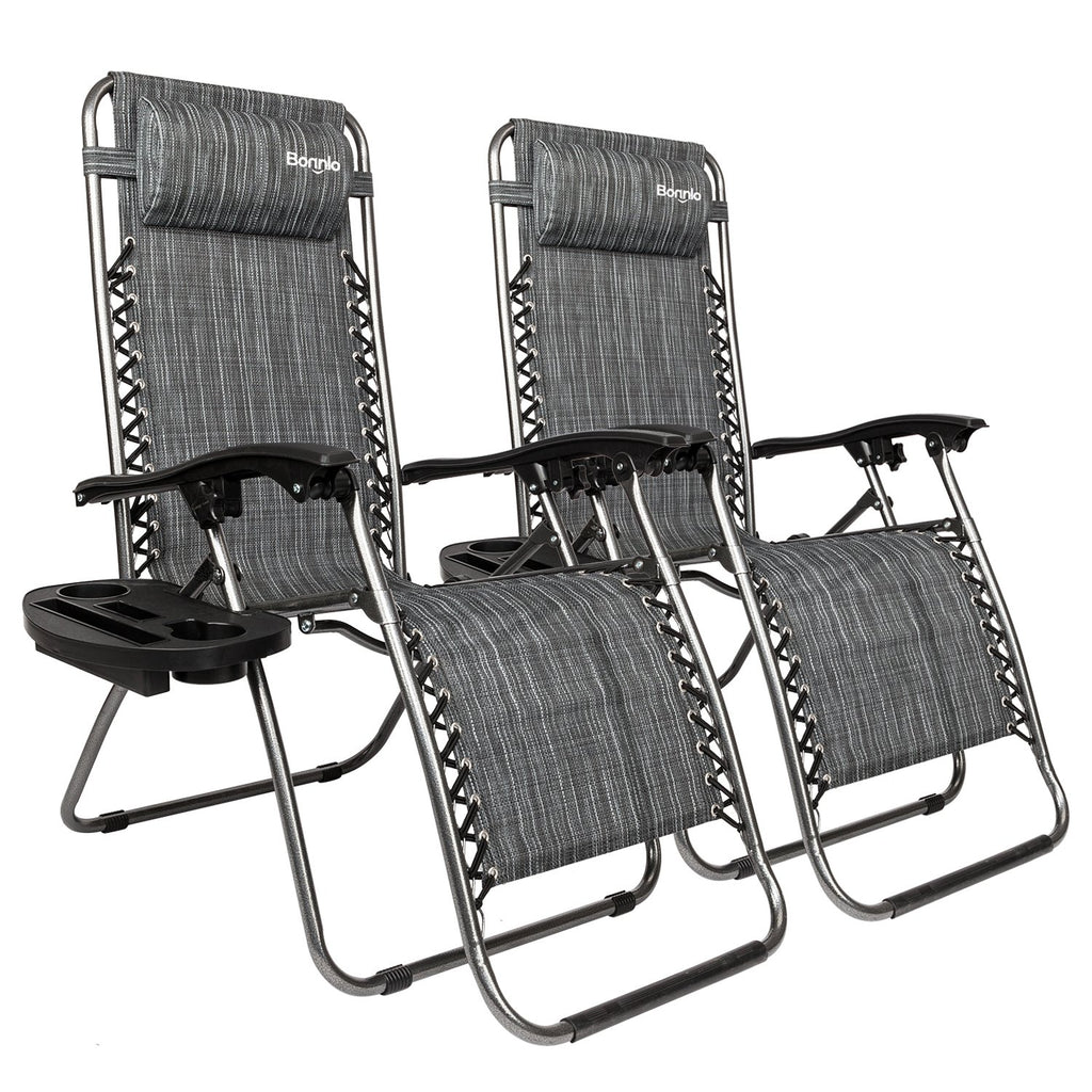 Zero Gravity Chair Set of 2 with Pillow and Cup Holder Q21711