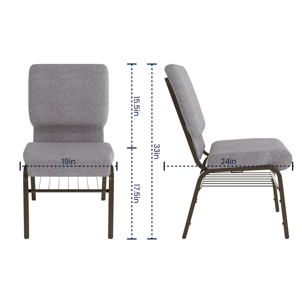 Gray Fabric Church Chair M546