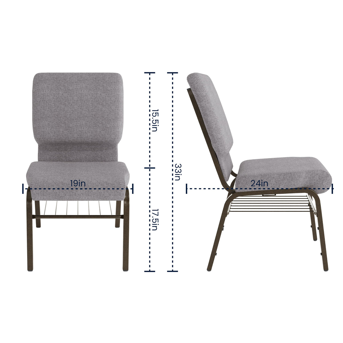 Gray Fabric Church Chair M546