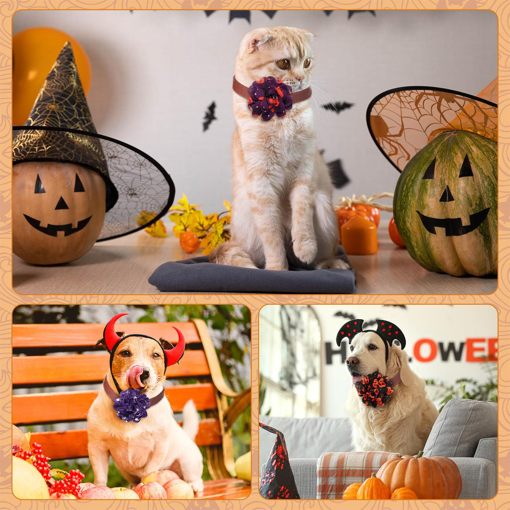 80 Pcs Halloween Dog Collar Flowers Bulk M8799
