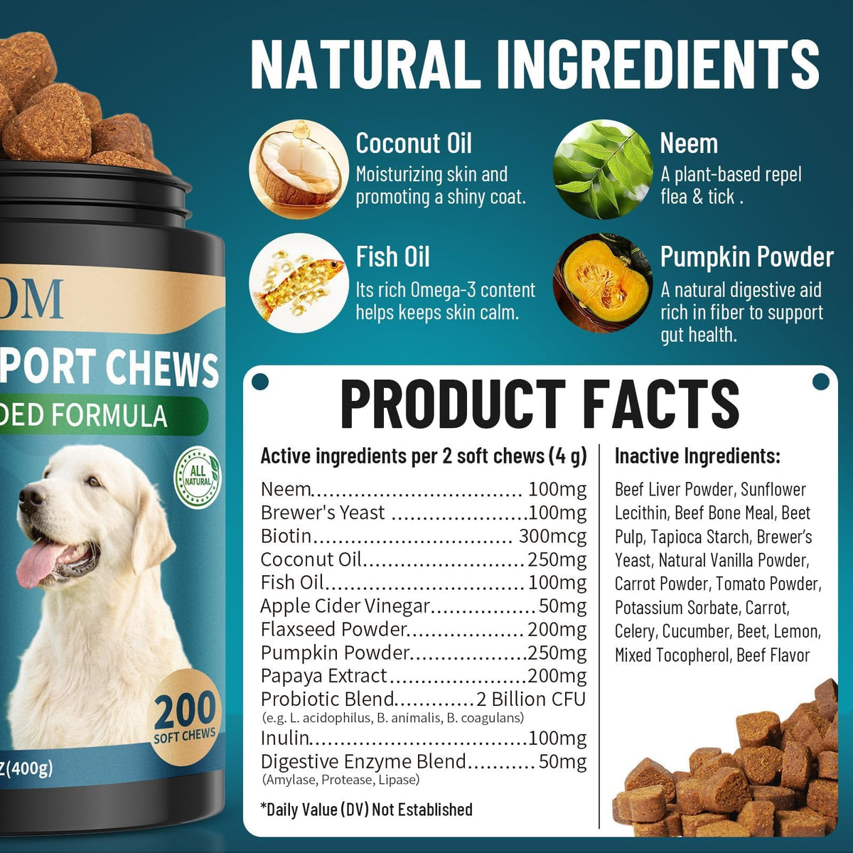 Chewable Flea and Tick Prevention for Dogs & Cats, 400 Treats V9490