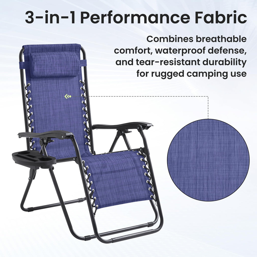 2 Pack Blue 7-Position Adjustable Zero Gravity Chairs H676