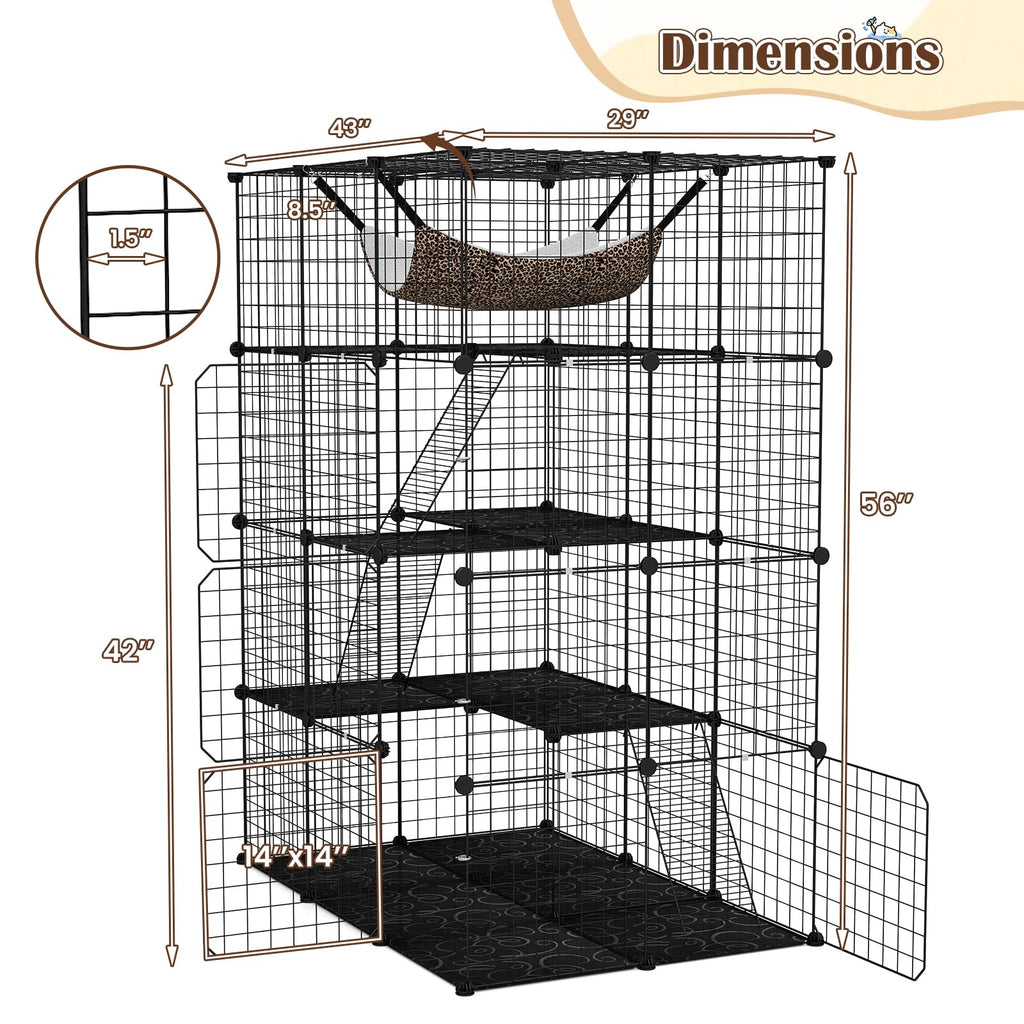 56" 4-Tier Cat Enclosure with Skylight D56216