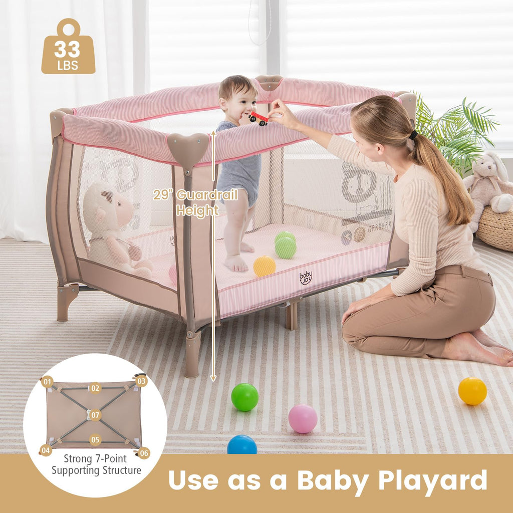 3 in 1 Pink Pack and Play with Bassinet N719