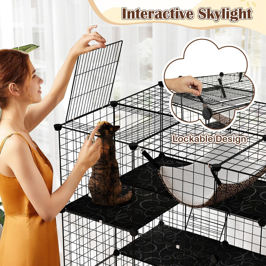 56" 4-Tier Cat Enclosure with Skylight D56216