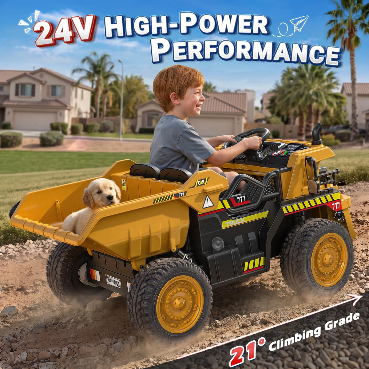 24V Ride On Dump Truck with Electric Dump Bed N6302