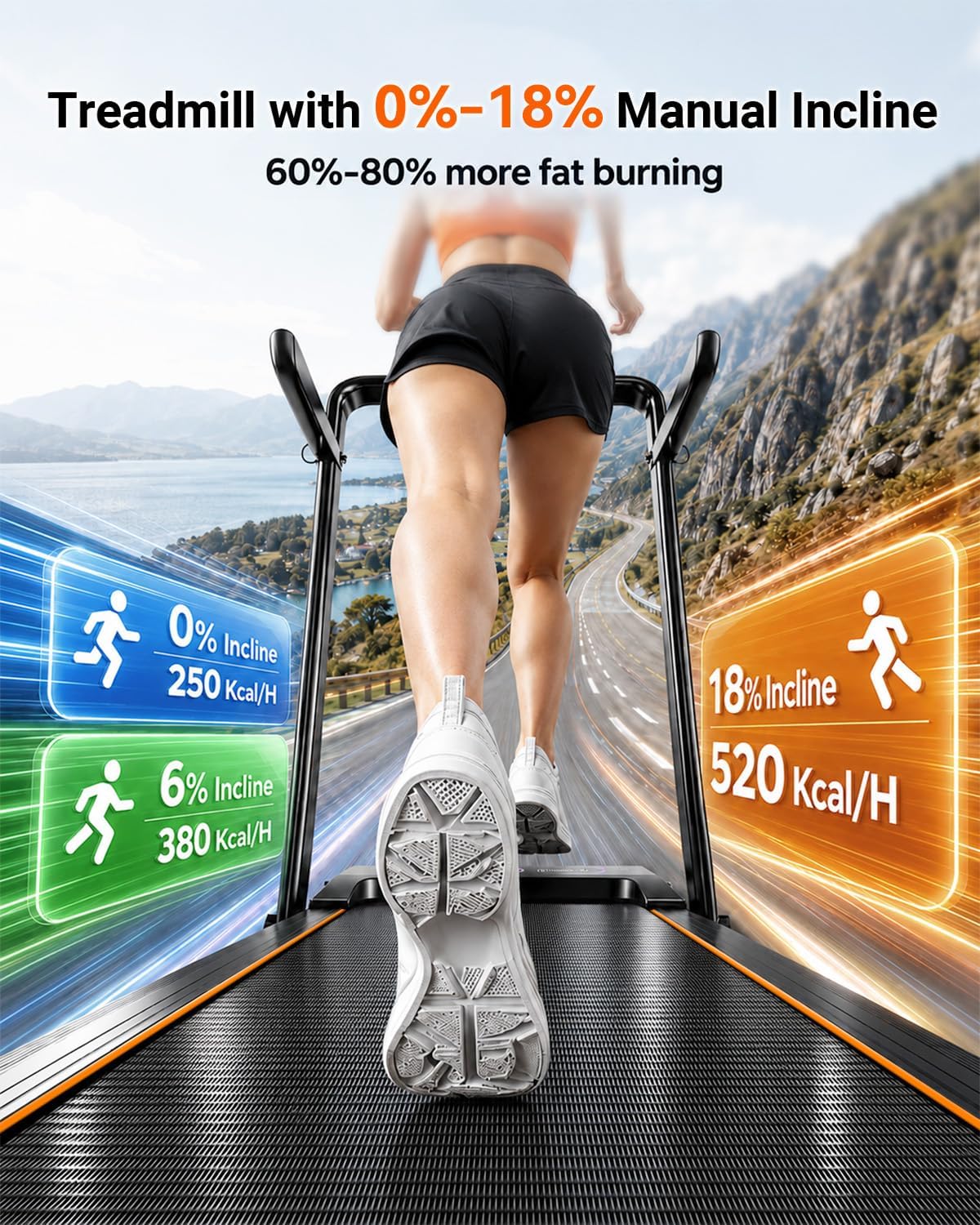 Walking Pad Treadmill with Incline Y49267