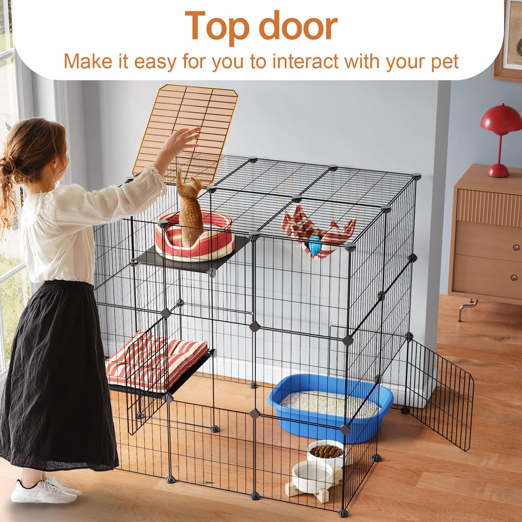 3-Tier Detachable Metal Wire Cat Cage Playpen X4000