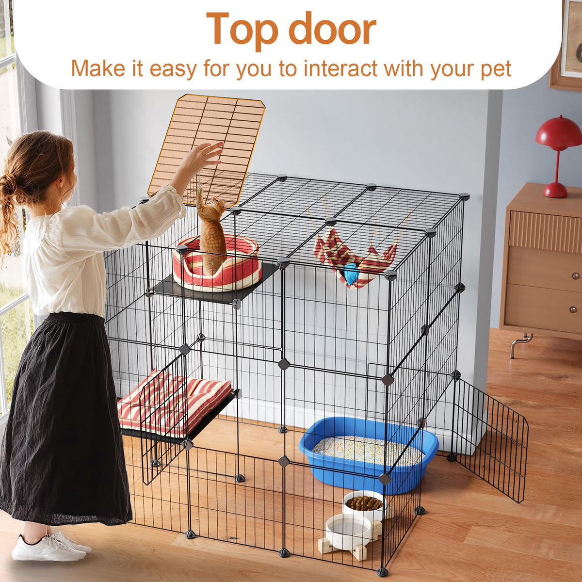 3-Tier Detachable Metal Wire Cat Cage Playpen X4000