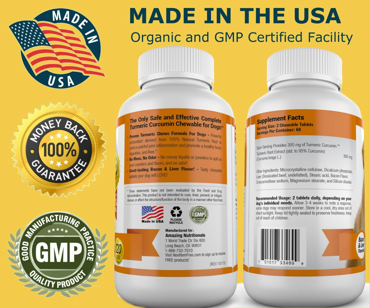 Omega-3 Fish Oil and Turmeric Curcumin Chews for Dogs P438