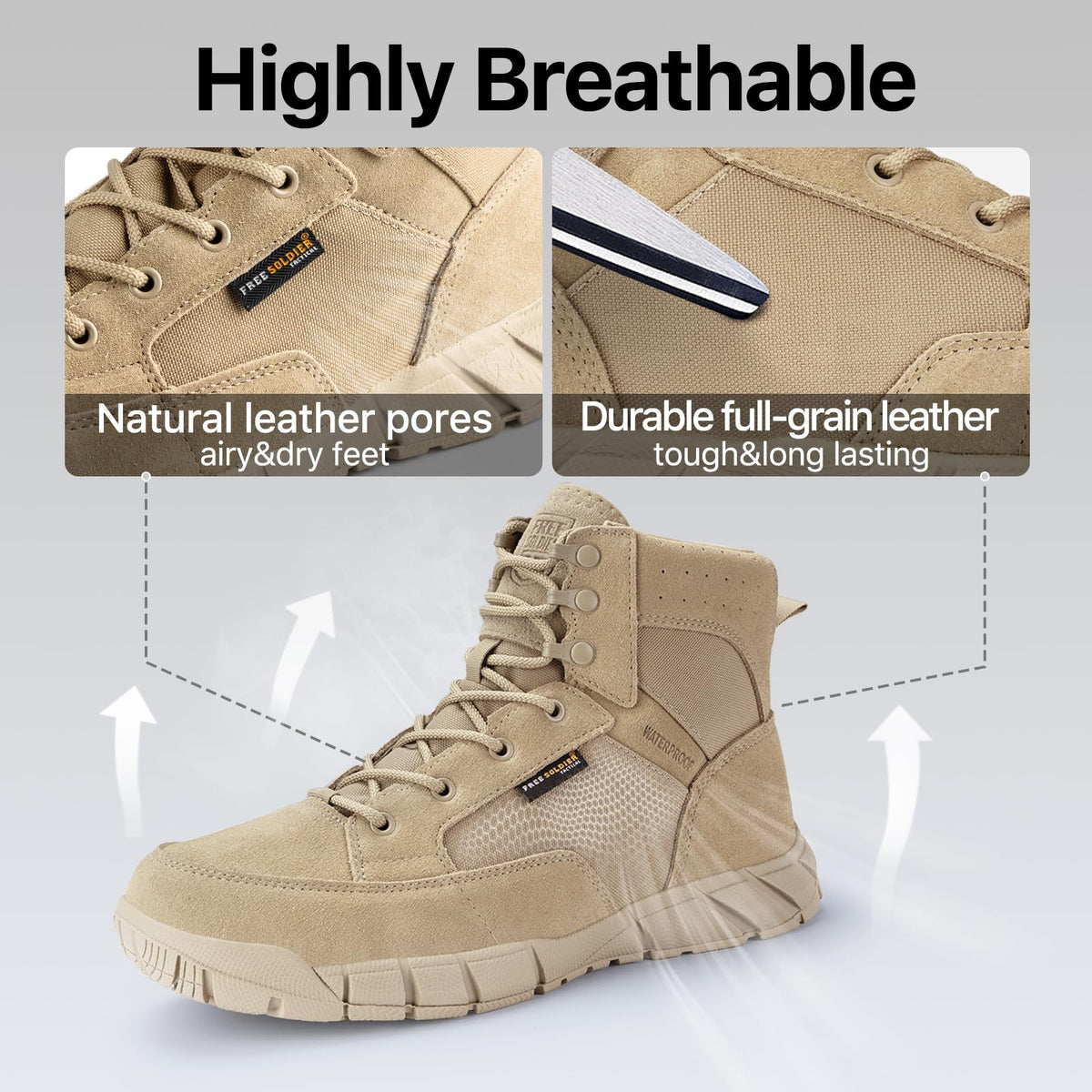 Men's 6 Inches Lightweight Waterproof Suede Leather Work Boots H2185
