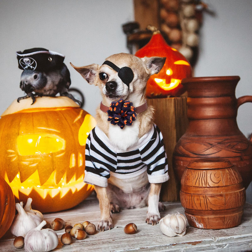 80 Pcs Halloween Dog Collar Flowers Bulk M8799