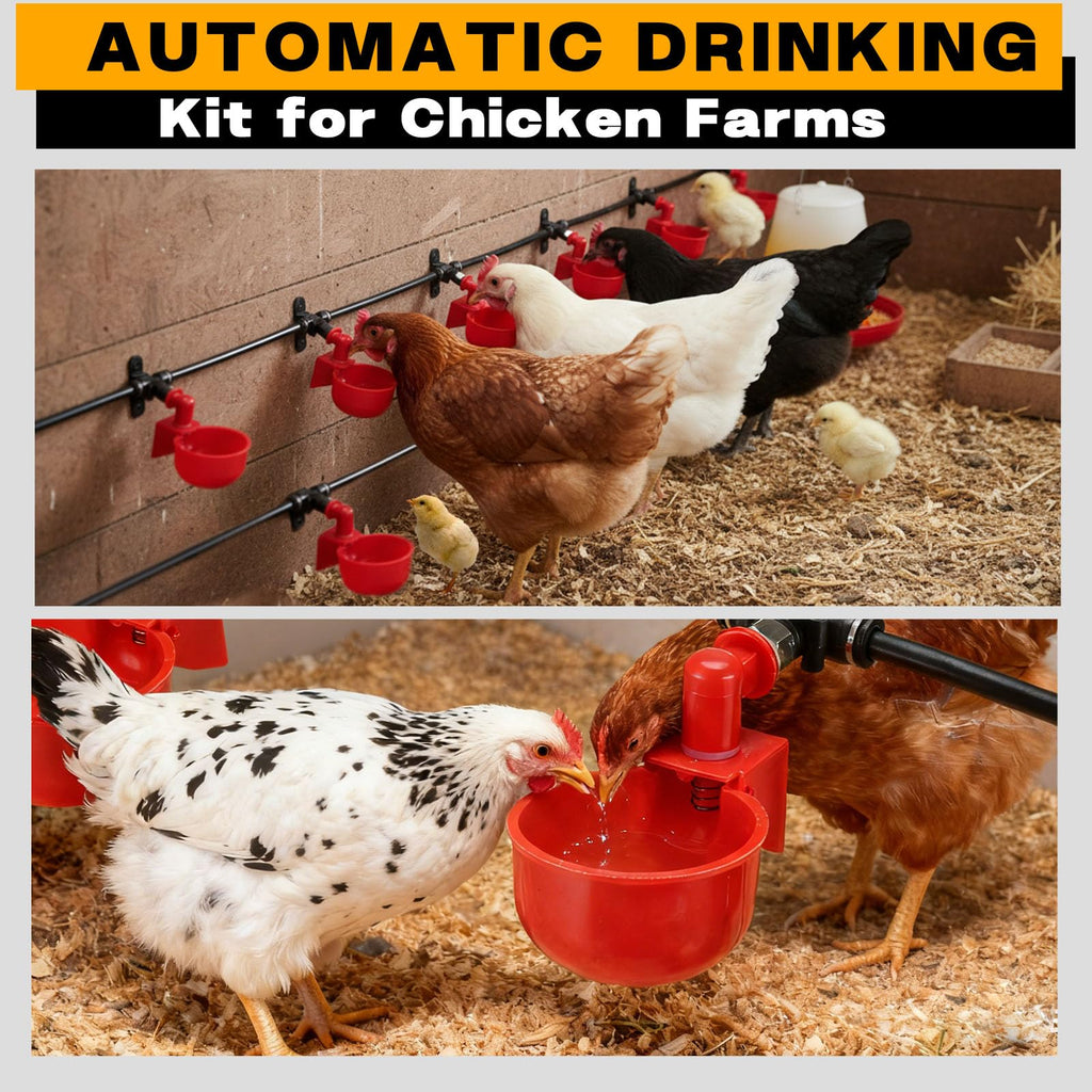 Automatic Chicken Watering System with 10 Red Cups U21630