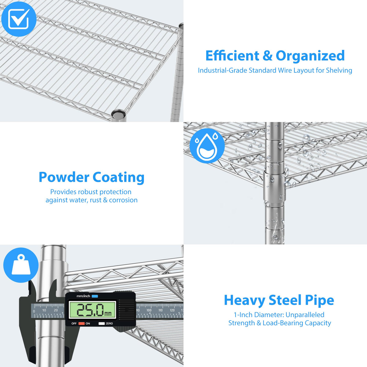 4-Tier Heavy Duty Metal Shelves with Wheels L9502