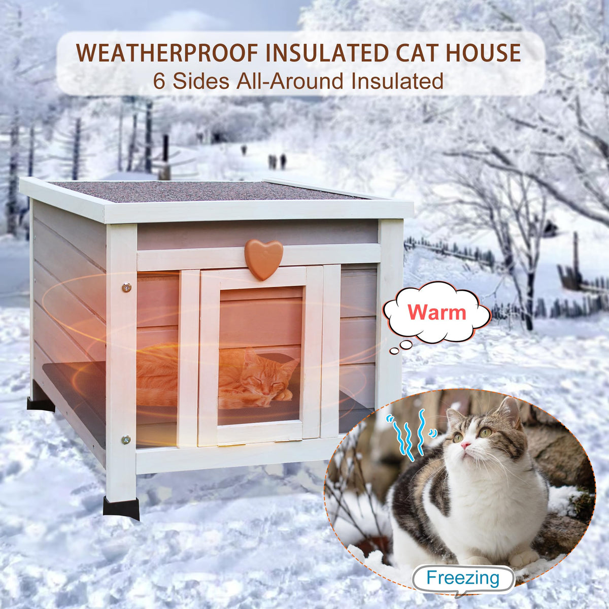 Insulated Outdoor Cat House with Liner B5979