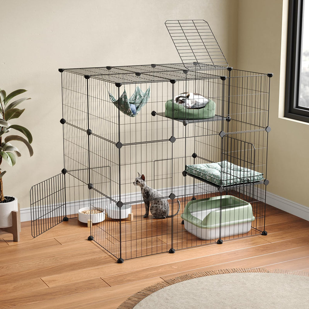 3-Tier Detachable Metal Wire Cat Cage Playpen X4000