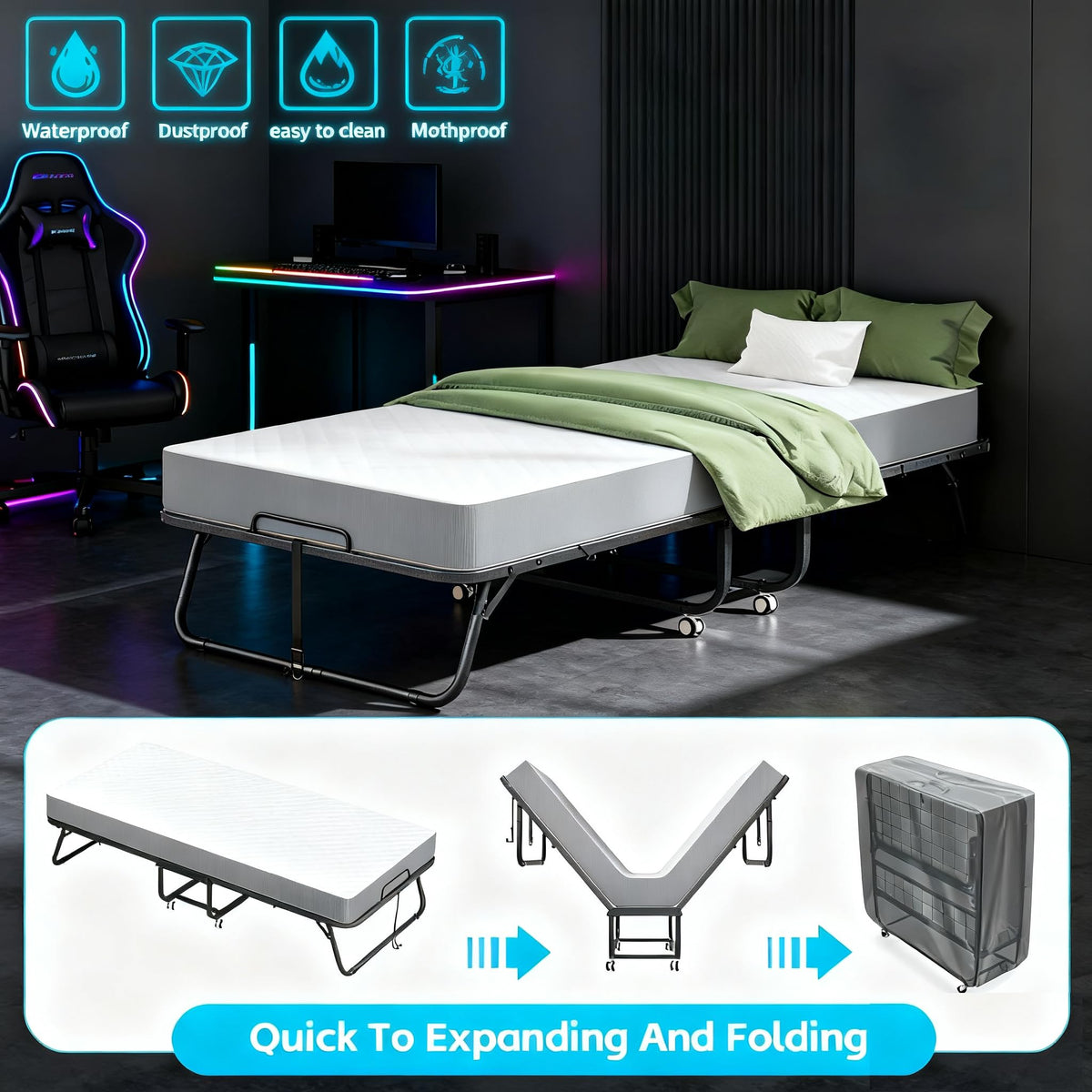Folding Bed with Mattress C5701