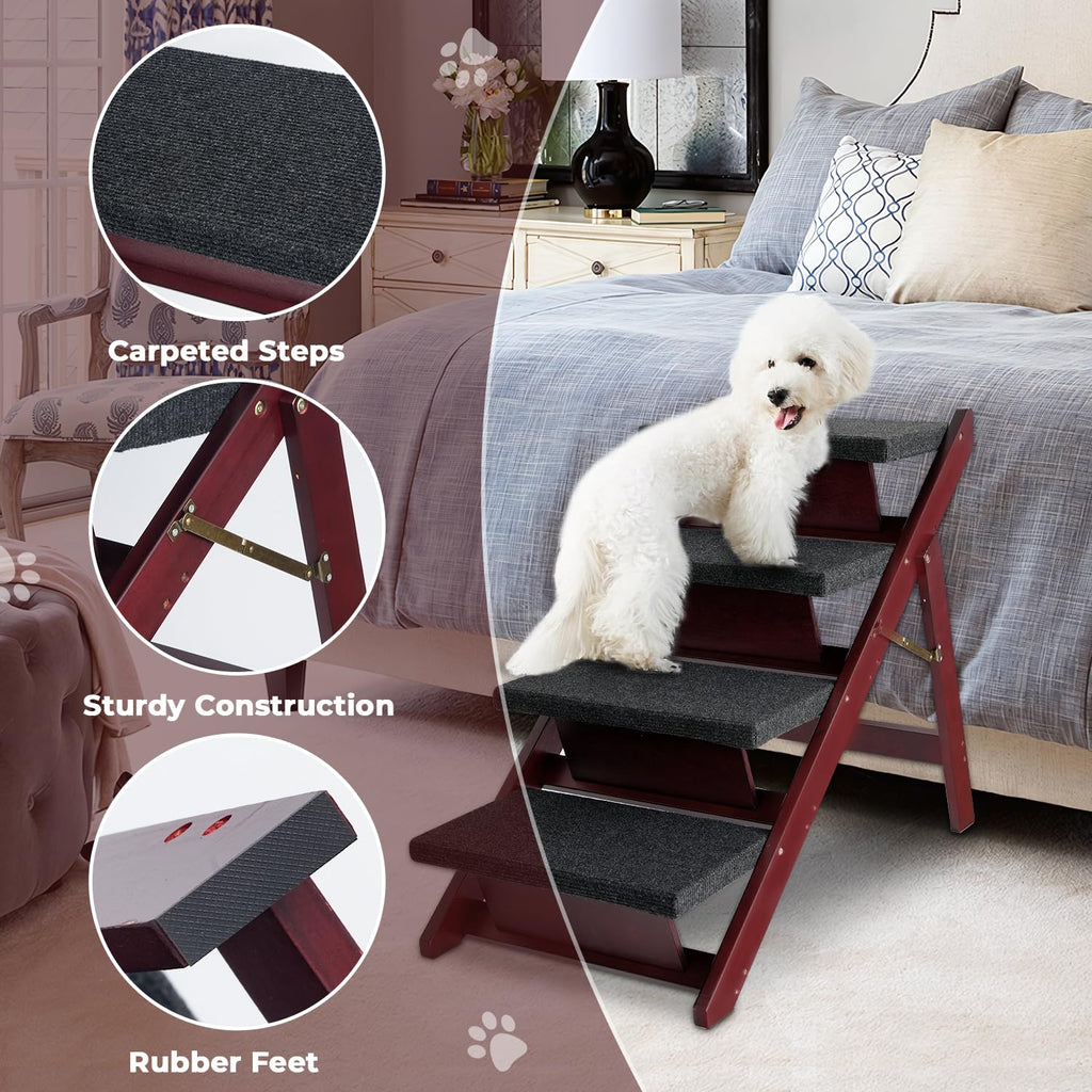 Foldable 4 Steps Wooden Dog Stairs V160810