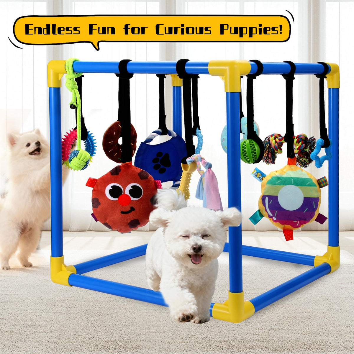 12 Toys Puppy Play Gym with Squeaky Toys F317043