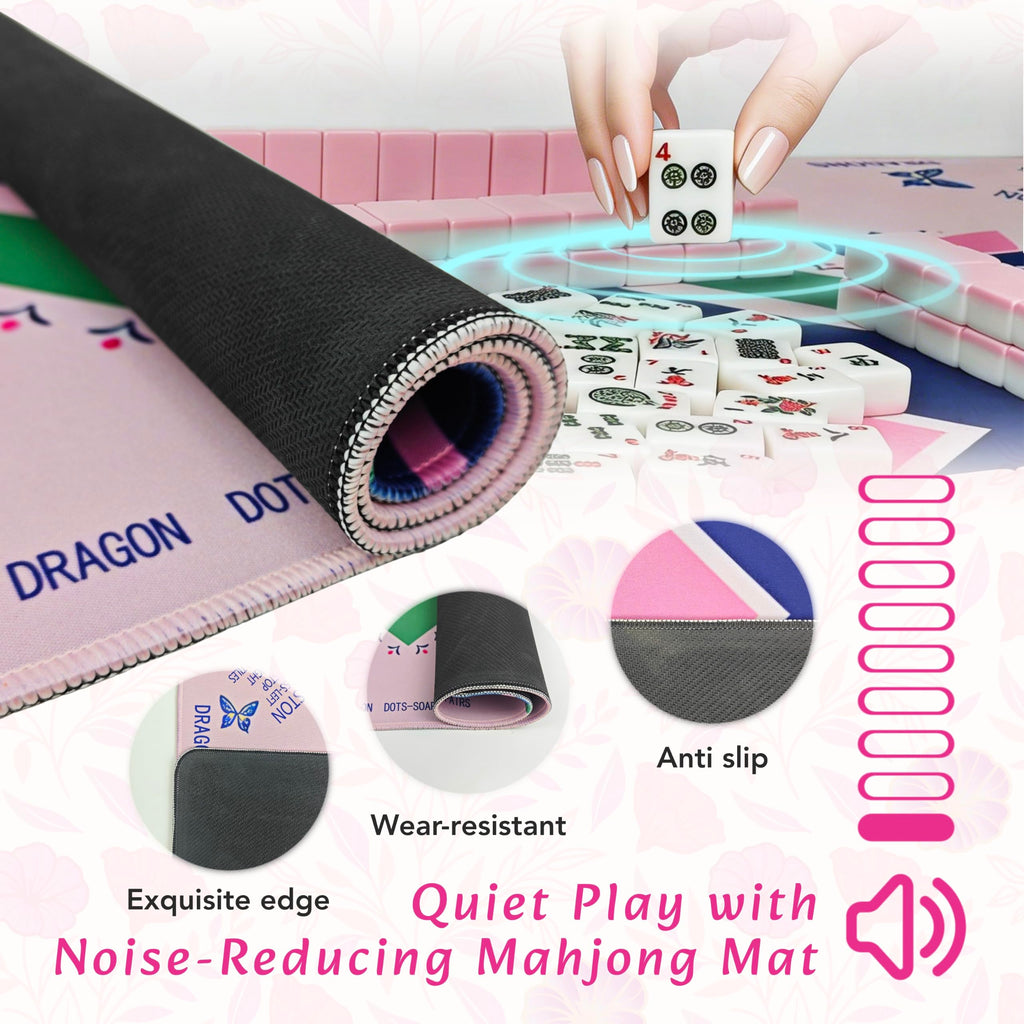 Pink Mahjong Game Set with 166 Tiles, Mat, 4 Racks and Bag X775308