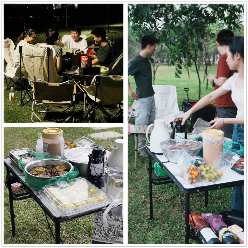 Folding Camping Table 3ft Aluminum with Side Racks & Storage Net D613