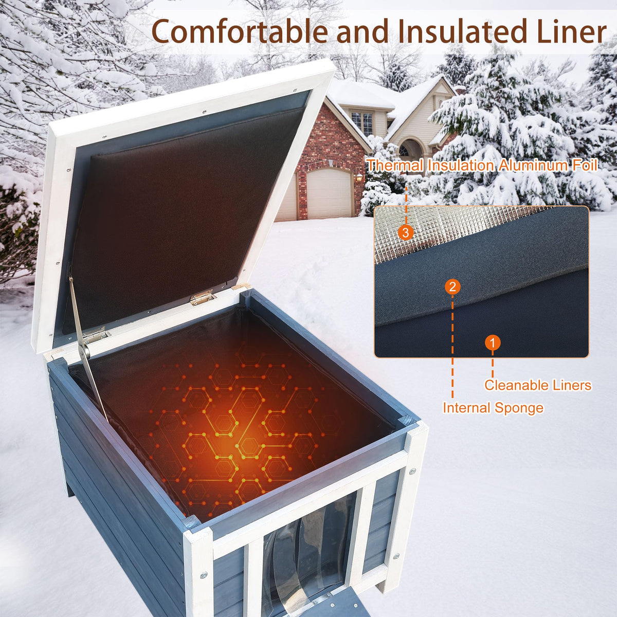 Insulated Outdoor Cat House with Liner B5979