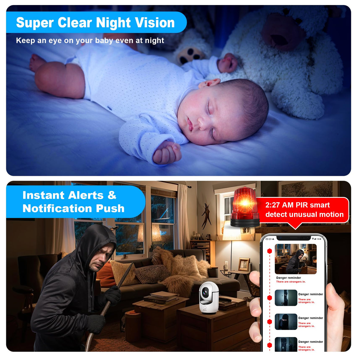 2K Pan/Tilt WiFi Indoor Security Camera with 2-Way Audio S693