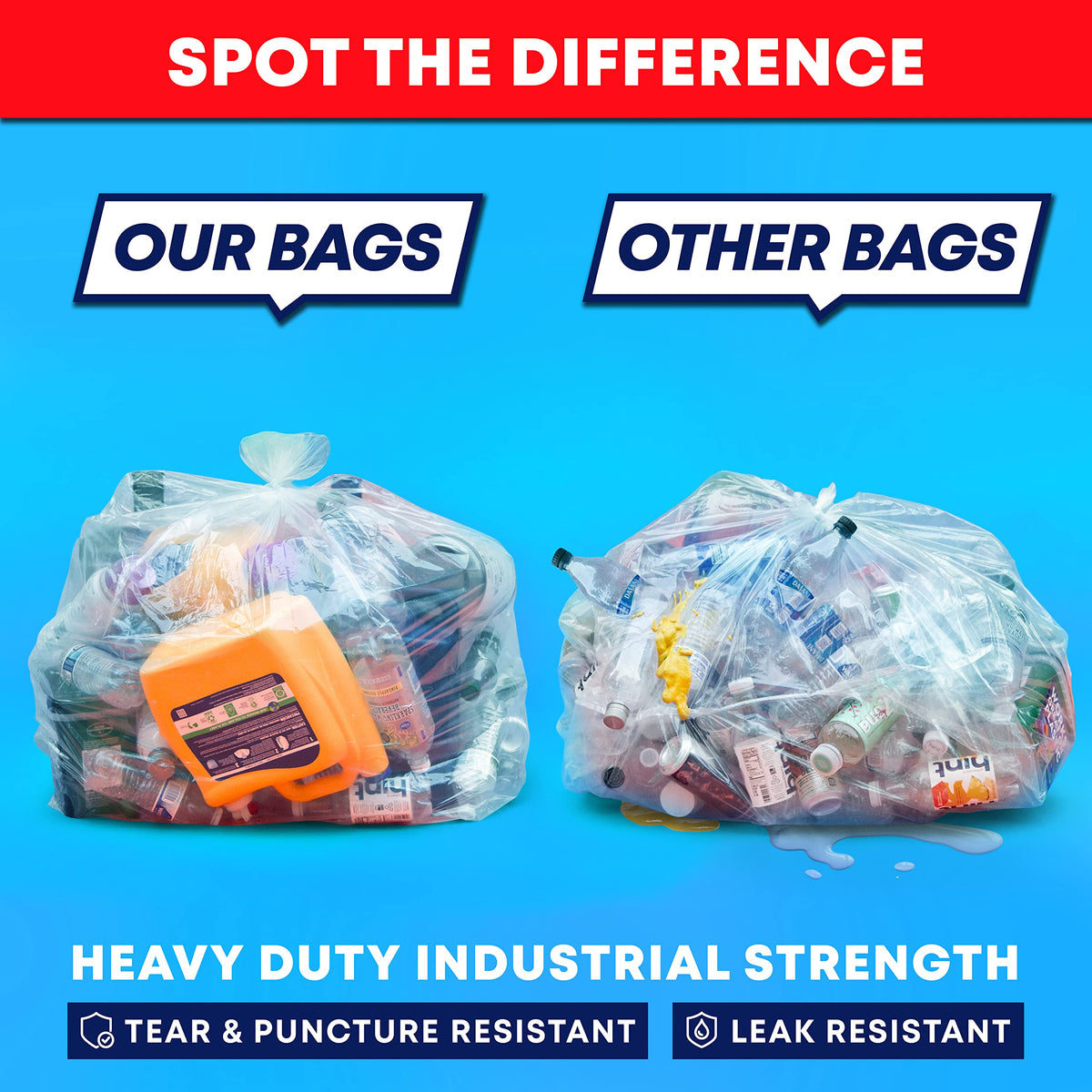 60 Gallon Heavy Duty Clear Trash Bags 150 Count L871
