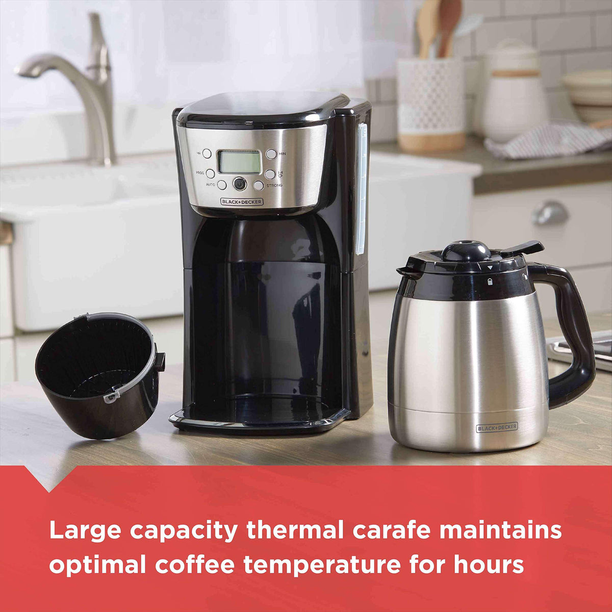 Black and Silver 12 Cup Programmable Thermal Coffee Maker B787748