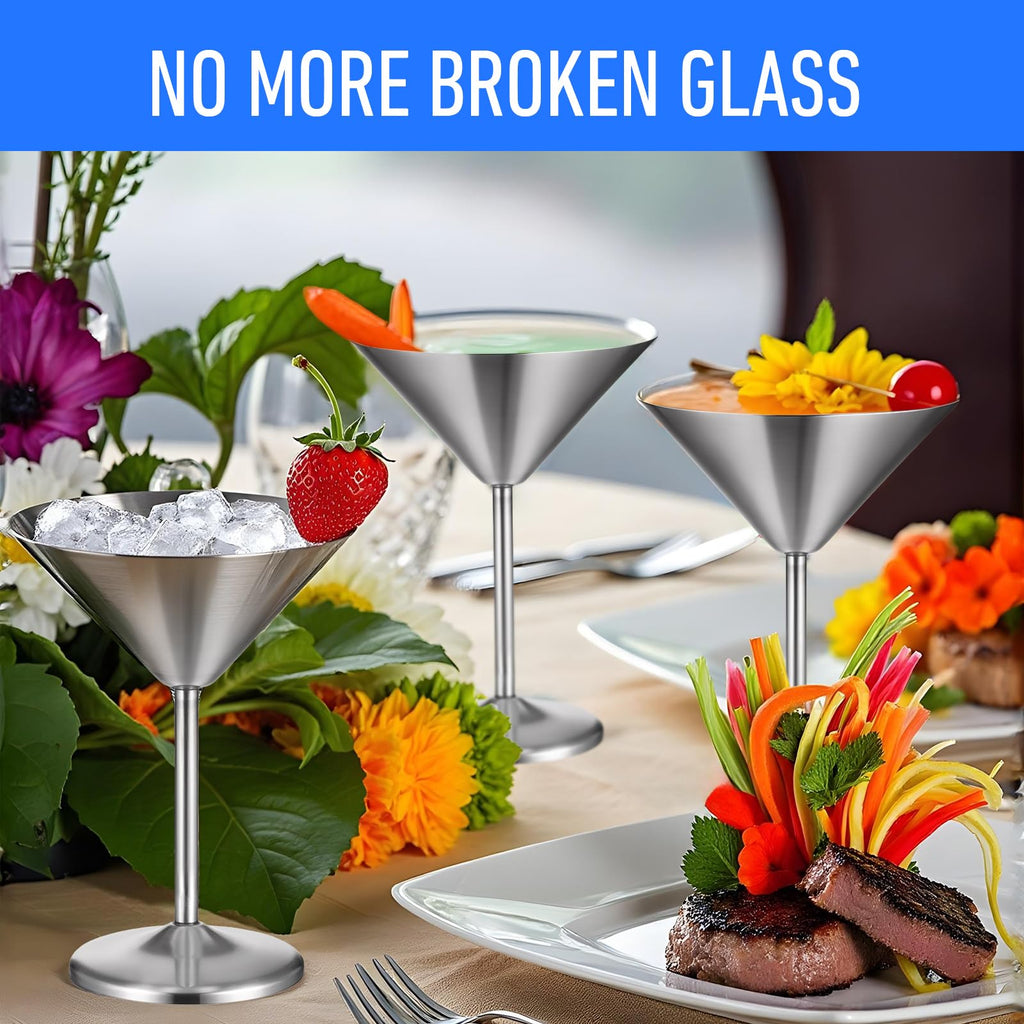 4-Pack Stainless Steel Martini Glasses 8.5oz D630