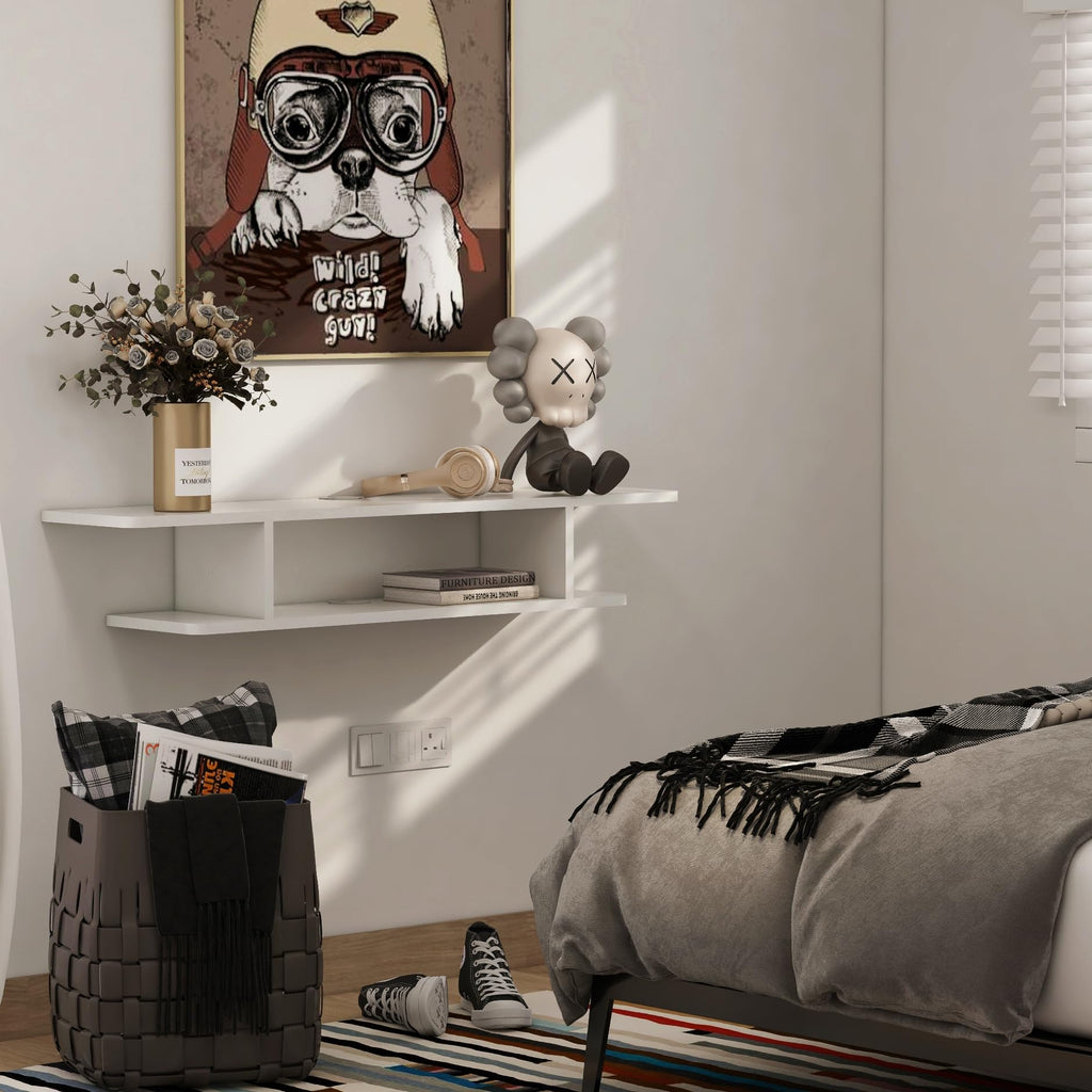 White Floating Wall Mounted TV Stand with Storage S3319