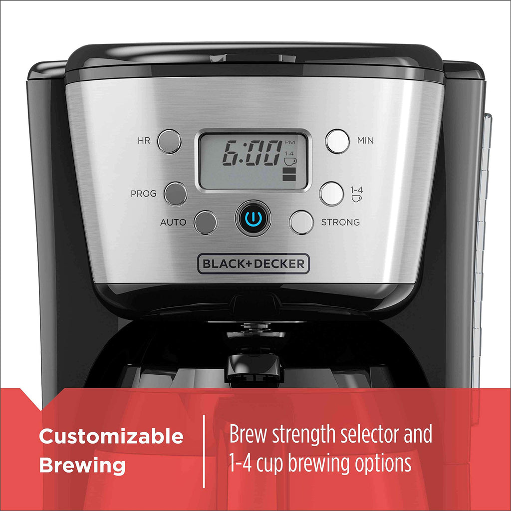 Black and Silver 12 Cup Programmable Thermal Coffee Maker B787748