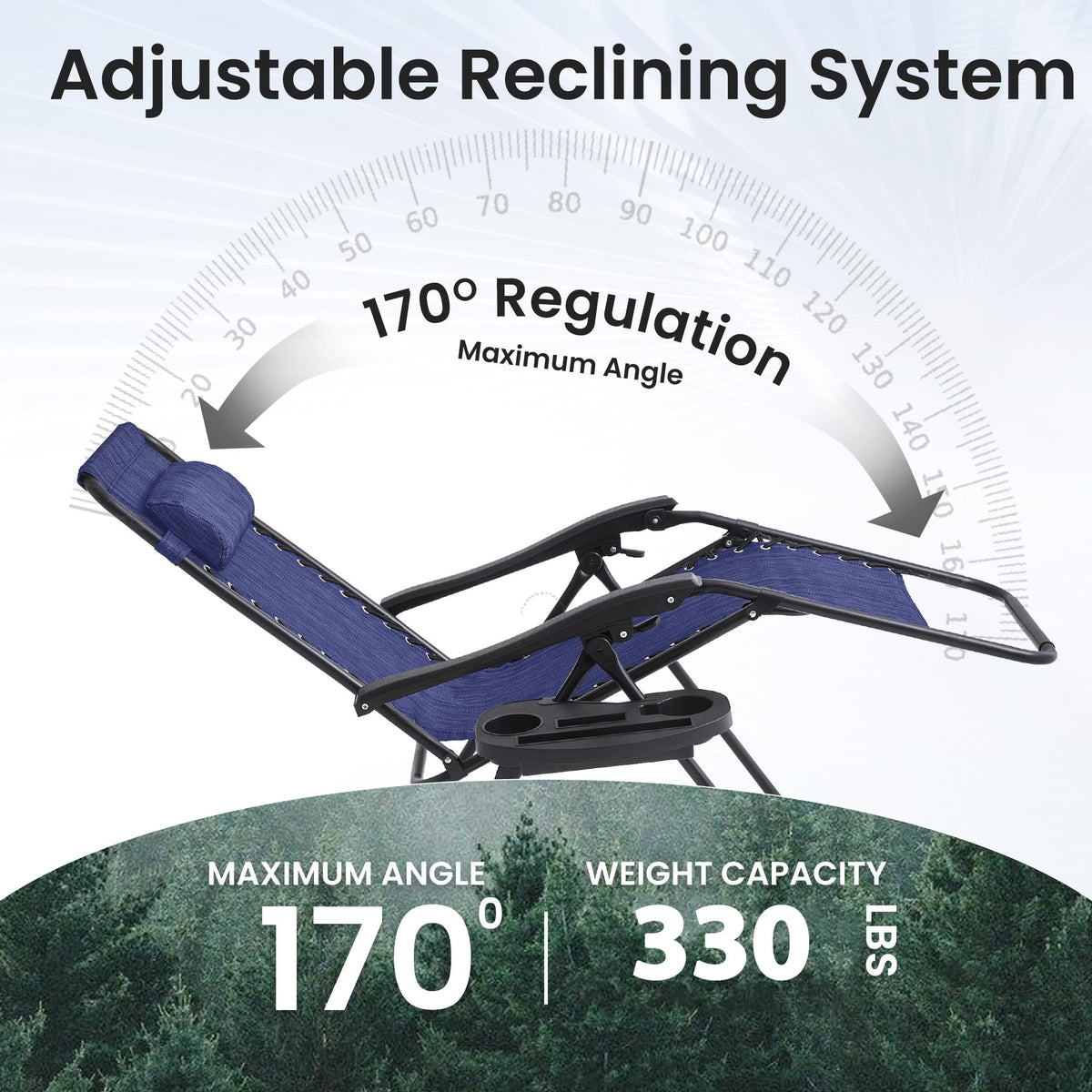 2 Pack Blue 7-Position Adjustable Zero Gravity Chairs H676