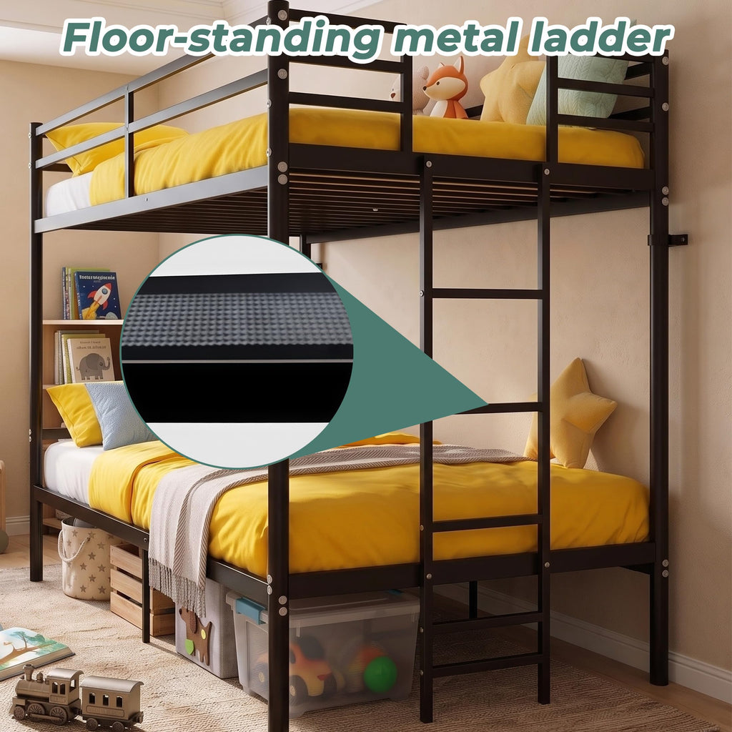 Twin Over Twin Bunk Bed with Ladder, Black Q11154