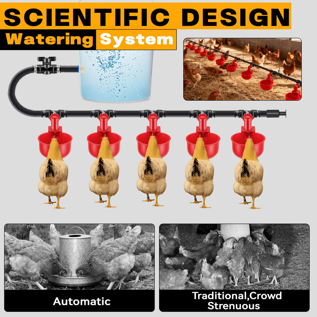 Automatic Chicken Watering System with 10 Red Cups U21630