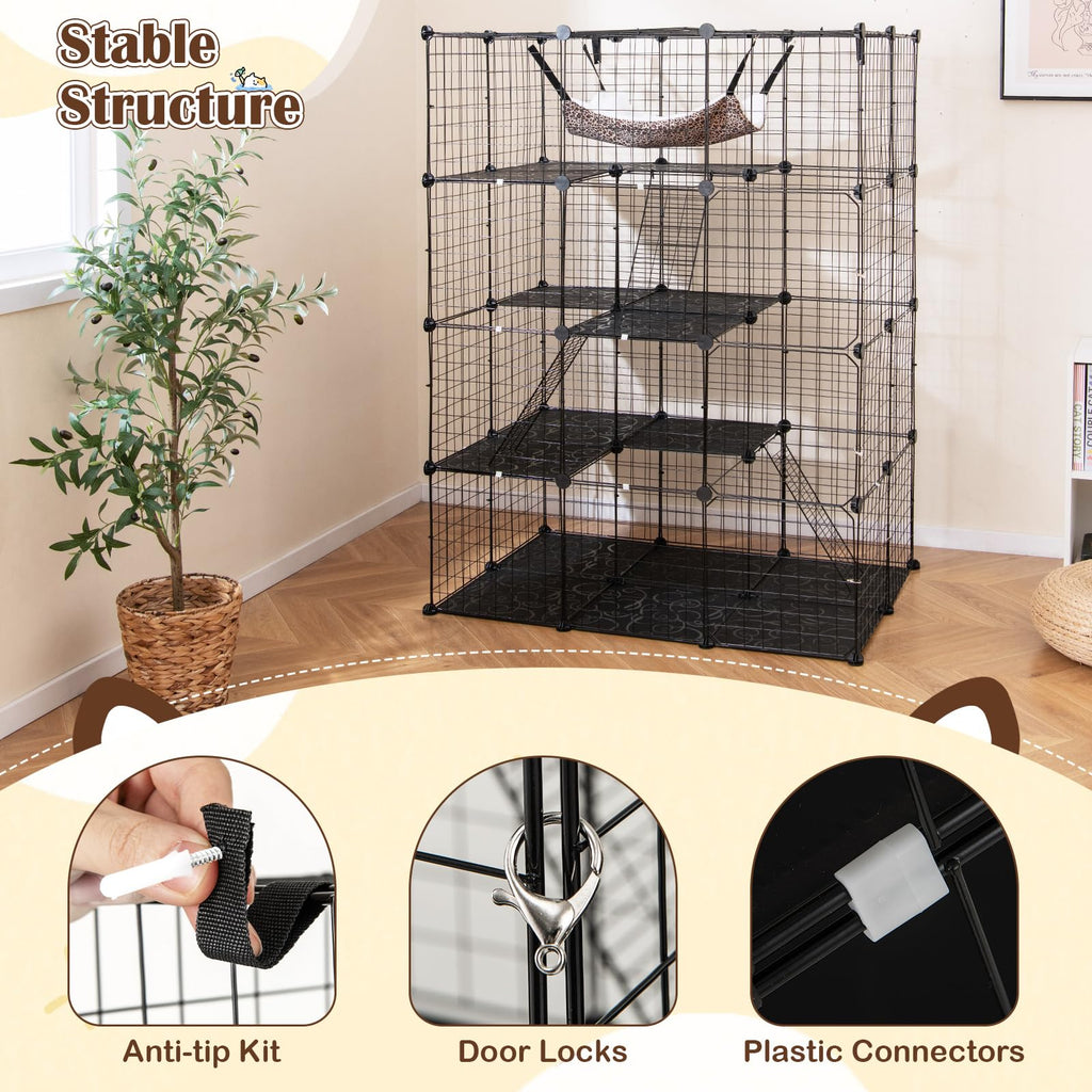 56" 4-Tier Cat Enclosure with Skylight D56216