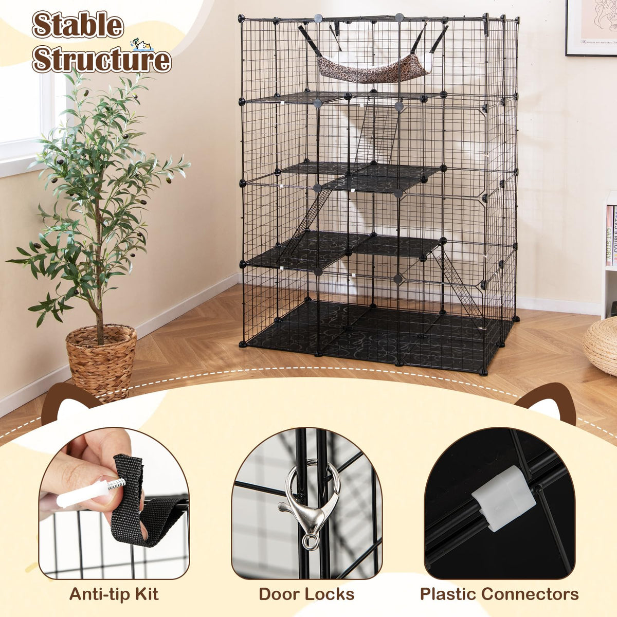 56" 4-Tier Cat Enclosure with Skylight D56216
