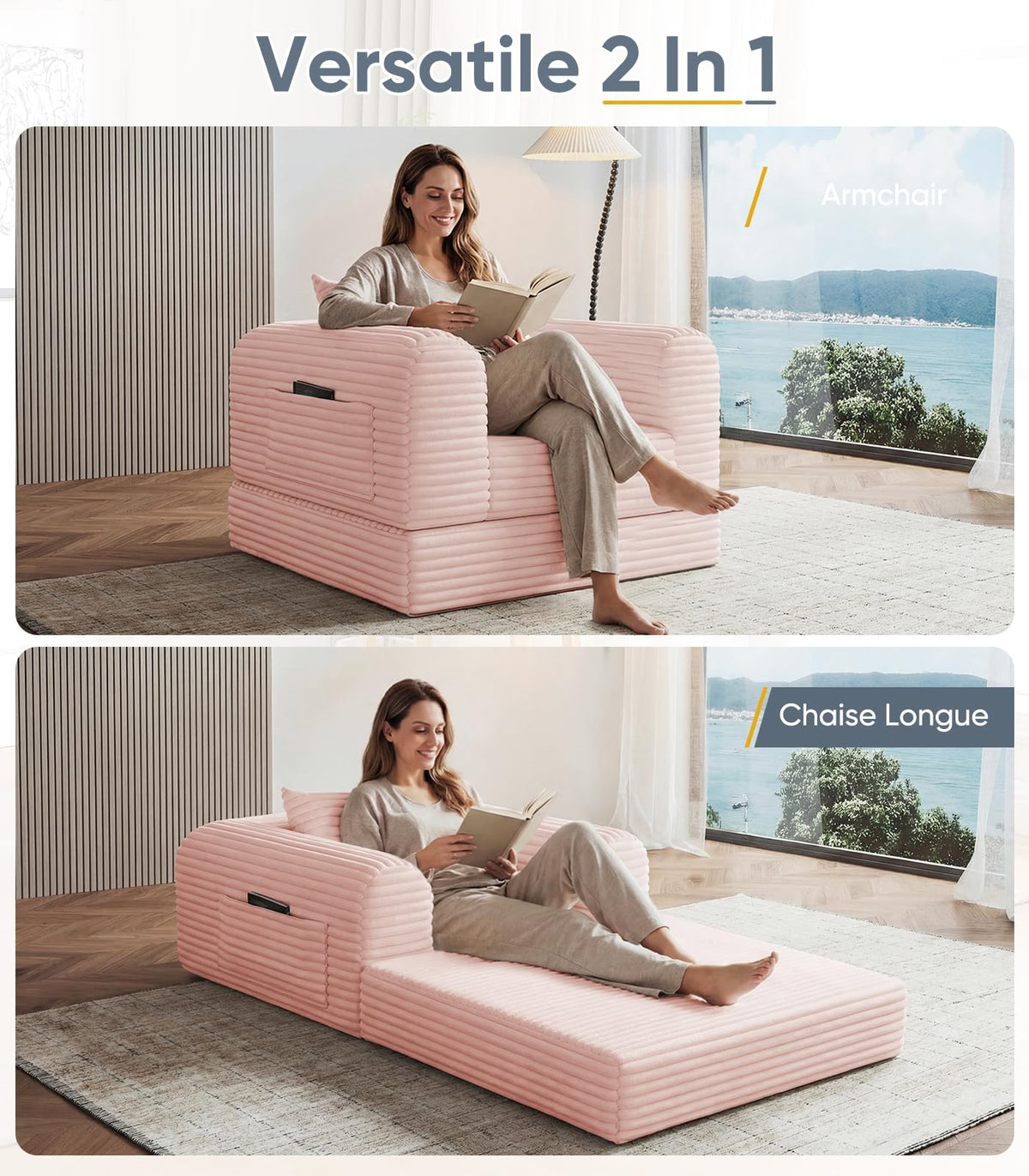 2 in 1 Convertible Sleeper Chair Folding Sofa Bed S9448