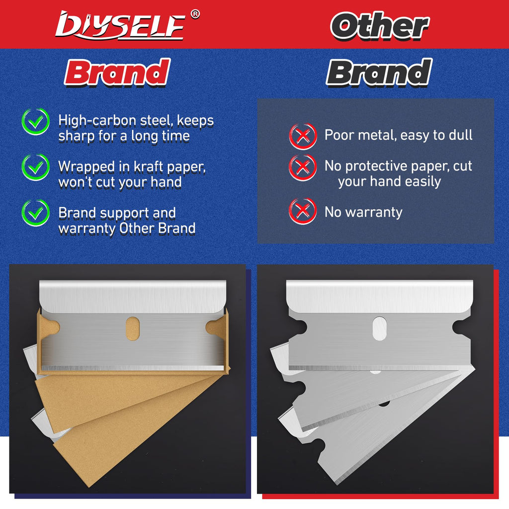 Single Edge Razor Blades, 100 Blades, High Carbon Steel Z88244