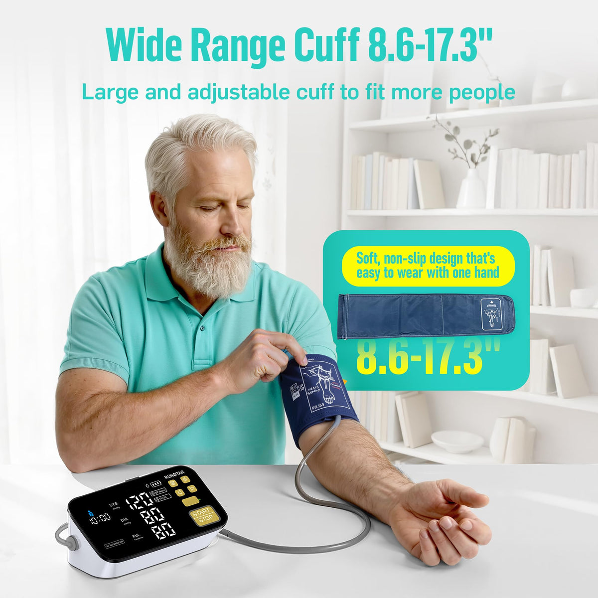 Smart Blood Pressure Monitor with Wide Upper Arm Cuff S5256