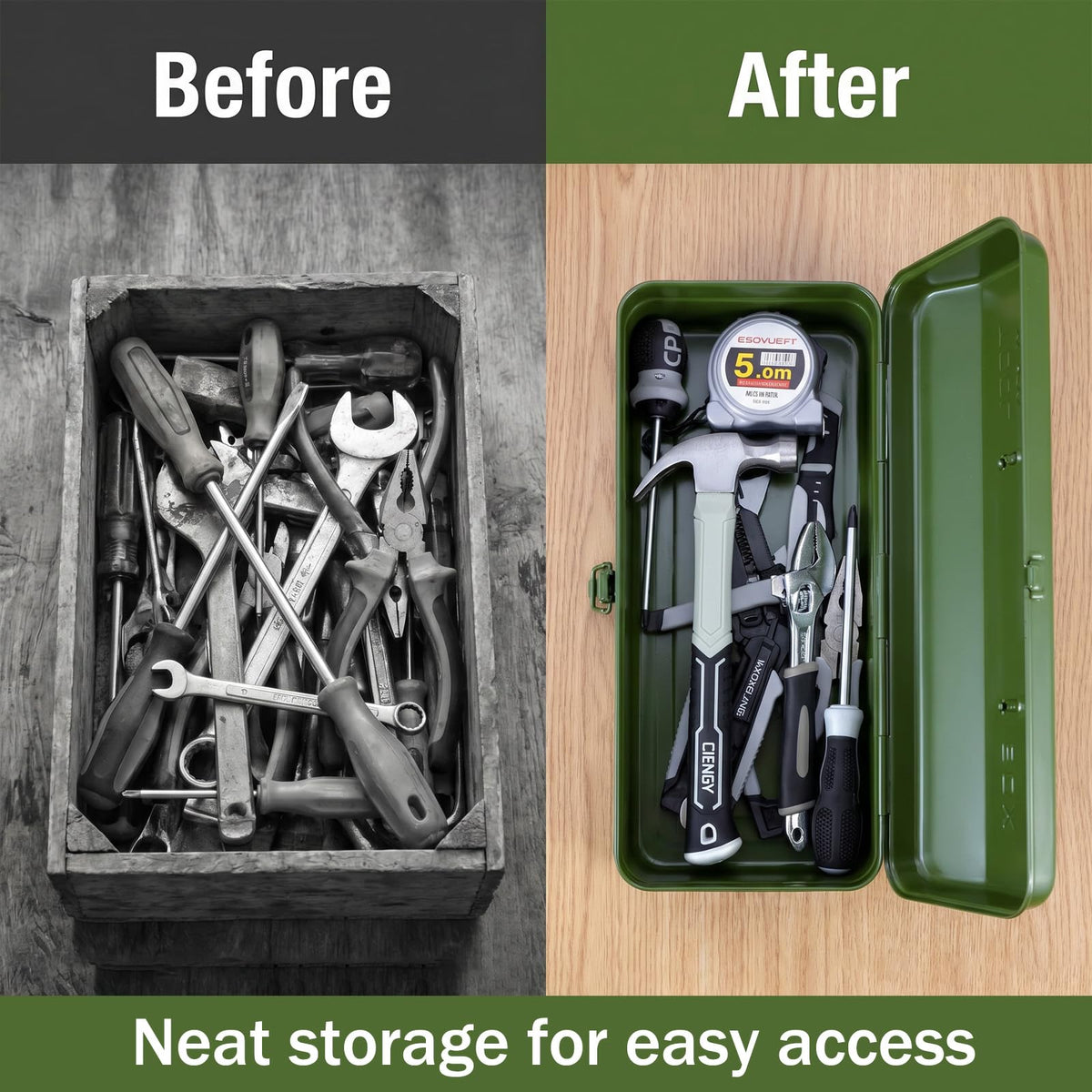 15-Inch Green Metal Storage Box with Lock S3847