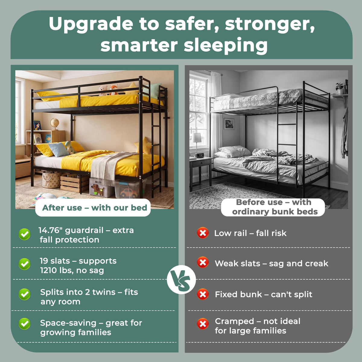Twin Over Twin Bunk Bed with Ladder, Black Q11154