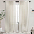 72 Inch Extra Wide Cream Semi Sheer Linen Curtains 2 Panels Set T726