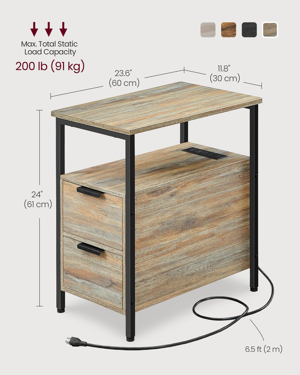 Side End Table with Charging Station Z504