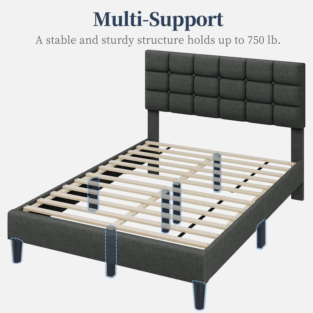 Full Size Upholstered Tufted Bed Frame with Headboard Q96515