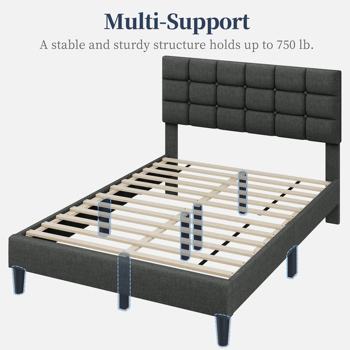 Full Size Upholstered Tufted Bed Frame with Headboard Q96515