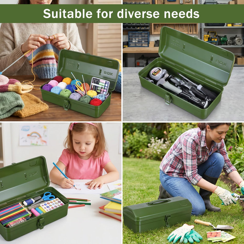 15-Inch Green Metal Storage Box with Lock S3847