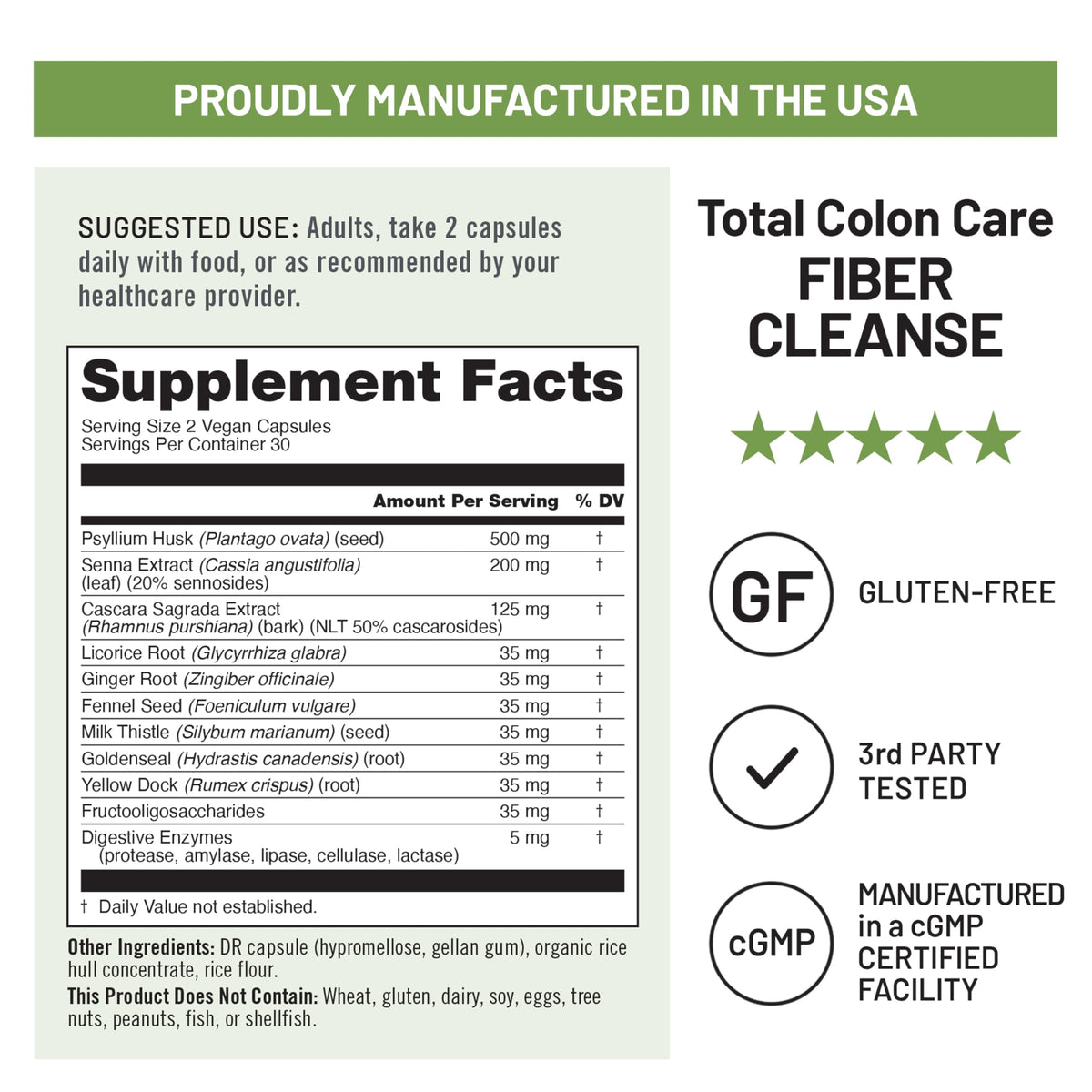 Herbal Laxative Fiber Cleanse 60 Capsules O763